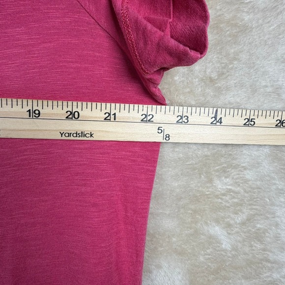 Lauren Ralph Lauren Pink Mixed Media Slub Knit Top XL Short Sleeve Split Neck - Picture 6 of 8